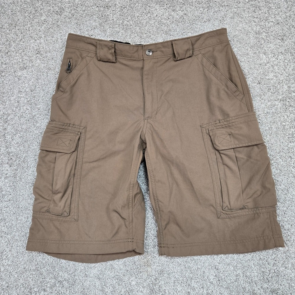 Duluth Trading cargo shorts Men's Large (33) Tan Brown Nylon stretch